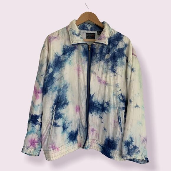 90s Murelli silk tie dye wind breaker jacket - Picture 1 of 9